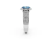 Fancy Blue Oval Cut Diamond Halo Ring Set in Platinum with Pavé Band and Raised Center Setting