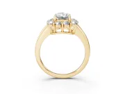 Radiant Cut Cluster Halo Engagement Ring Setting | Large Round Accents | Yellow Gold