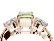 Emerald Cut Three Stone Engagement Ring Setting for a Fancy Yellow Lab-Grown Diamond | Tapered Pave Band | Rose Gold