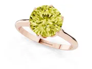 Fancy Yellow Round Cut Diamond Solitaire Cathedral Ring Set in Rose gold with Prong Setting