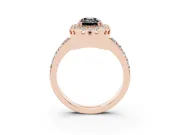 Emerald Cut Milgrain Halo Engagement Ring Setting for a Black Center | Pavé Shoulders | Rose Gold