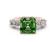 Asscher Cut Five Stone Engagement Ring Setting for a Fancy Green Lab-Grown Diamond | Prong Set Side Stones | Rose Gold