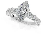 Marquise Side Stone Engagement Ring Setting | Scalloped Prong Accents | Platinum
