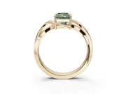 Radiant Cut Bypass Solitaire Engagement Ring Setting for a Fancy Green Lab-Grown Diamond | Pavé Strands | Yellow Gold