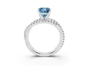 Fancy Blue Princess Cut Diamond Solitaire Twist Band Ring Set in Silver with Pavé Setting and Prong Head