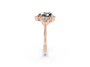 Heart-Shaped Vintage Cluster Engagement Ring Setting for a Black Center | Beaded Edges | Rose Gold
