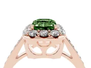 Emerald Cut Floral Halo Engagement Ring Setting for a Fancy Green Lab-Grown Diamond | Large Round Accents | Rose Gold