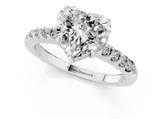 Heart-Shaped Hidden Halo Solitaire Engagement Ring Setting | Shared Prong Band | White Gold