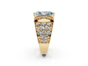 Fancy Blue Marquise Cut Diamond Milgrain Halo Pavé Engagement Ring Set in Yellow gold with Prong Setting