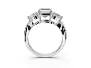 Asscher Cut Engagement Ring Setting for a Fancy Green Lab-Grown Diamond | Sterling Silver - Design NV-24901