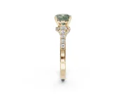 Cushion Cut Pavé Solitaire Engagement Ring Setting for a Fancy Green Lab-Grown Diamond | Crossover Gallery | Yellow Gold
