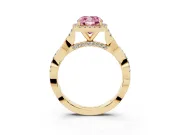 Cushion Cut Twist Halo Engagement Ring Setting for a Fancy Pink Lab-Grown Diamond | Yellow Gold