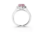 Heart-Shaped Petal Tip Halo Engagement Ring Setting for a Fancy Pink Lab-Grown Diamond | Pavé Band | Sterling Silver