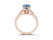 Round Split Shank Engagement Ring Setting for a Fancy Blue Lab-Grown Diamond | Pave Band | Rose Gold