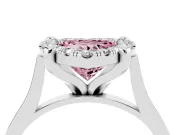 Heart-Shaped Claw Corner Halo Engagement Ring Setting for a Fancy Pink Lab-Grown Diamond | Plain Band | Sterling Silver