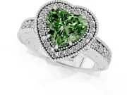 Heart-Shaped Halo Engagement Ring Setting for a Fancy Green Lab-Grown Diamond | Platinum