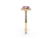 Princess Cut Halo Engagement Ring Setting for a Fancy Pink Lab-Grown Diamond | Pave Shoulders | Yellow Gold