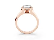 Asscher Cut Diamond Halo Ring Set in Rose gold with Cathedral Band and Prong Setting