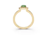 Pear-Shaped Bezel-Rim Halo Engagement Ring Setting for a Fancy Green Lab-Grown Diamond | Pave Band | Yellow Gold