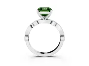 Fancy Green Asscher Cut Diamond Solitaire Engagement Ring Set in Platinum with Milgrain Bezel Accent Band