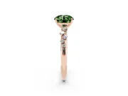 Fancy Green Round Cut Diamond Cluster Solitaire Ring Set in Rose gold with Prong Setting