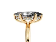 Marquise Hidden Halo Engagement Ring Setting for a Black Center | Thin Plain Band | Yellow Gold