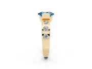 Oval Tension Style Engagement Ring Setting for a Fancy Blue Lab-Grown Diamond | Yellow Gold