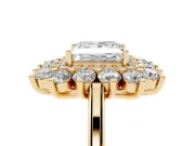 Princess Cut Floral Double Halo Engagement Ring Setting | Plain Band | Yellow Gold