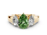 Pear-Shaped 3 Stone Engagement Ring Setting for a Fancy Green Lab-Grown Diamond | Yellow Gold