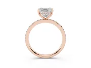 Asscher Cut Hidden Halo Pavé Engagement Ring Setting | Micro Pavé Band | Rose Gold