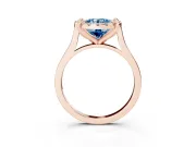 Round Halo Engagement Ring Setting for a Fancy Blue Lab-Grown Diamond | Claw Corners | Rose Gold