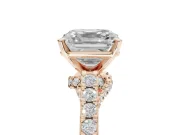 Asscher Cut Pavé Solitaire Engagement Ring Setting | Crossover Gallery | Rose Gold