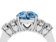Round 5 Stone Engagement Ring Setting for a Fancy Blue Lab-Grown Diamond | Sterling Silver