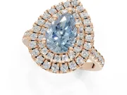 Pear-Shaped Double Halo Engagement Ring Setting for a Fancy Blue Lab-Grown Diamond | Rose Gold