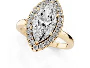 Marquise Thin Halo Engagement Ring Setting | Plain Polished Band | Yellow Gold