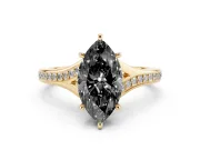 Marquise Pavé Solitaire Engagement Ring Setting for a Black Center | Yellow Gold