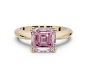Princess Cut Tapered Solitaire Engagement Ring Setting for a Fancy Pink Lab-Grown Diamond | Yellow Gold
