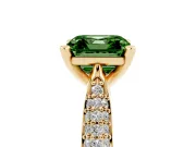 Asscher Cut Pavé Engagement Ring Setting for a Fancy Green Lab-Grown Diamond | Multi-Row Shoulders | Yellow Gold