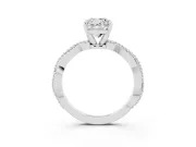 Cushion Cut Twisted Solitaire Engagement Ring Setting | Beaded Twist Band | Sterling Silver
