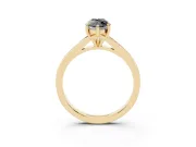 Marquise Pavé Solitaire Engagement Ring Setting for a Black Center | Yellow Gold