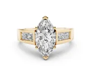 Marquise Channel-Set Engagement Ring Setting | Princess Side Stones | Yellow Gold