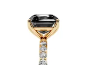 Asscher Cut Pavé Solitaire Engagement Ring Setting for a Black Center | Slim Band | Yellow Gold