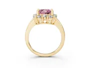Princess Cut Cluster Halo Engagement Ring Setting for a Fancy Pink Lab-Grown Diamond | Large Round Accents | Yellow Gold
