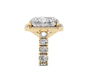 Radiant Cut Halo Pavé Engagement Ring Setting | Single Row Shoulders | Yellow Gold
