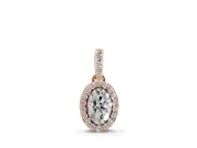 Oval Lab-Grown Diamond Pavé Halo Pendant Necklace | Pavé Bail | Rose Gold