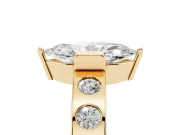 Marquise Tension Style Engagement Ring Setting | Flush Set Accents | Yellow Gold