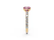 Radiant Cut Shared Prong Engagement Ring Setting for a Fancy Pink Lab-Grown Diamond | Yellow Gold