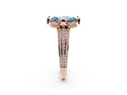 Fancy Blue Marquise Cut Diamond Pavé Split Shank Solitaire Ring Set in Rose gold with Prong Setting