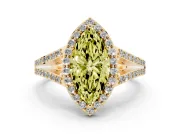Marquise Split Shank Halo Engagement Ring Setting for a Fancy Yellow Lab-Grown Diamond | Yellow Gold