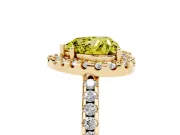 Heart-Shaped Pave Halo Engagement Ring Setting for a Fancy Yellow Lab-Grown Diamond | Pave Band | Yellow Gold
